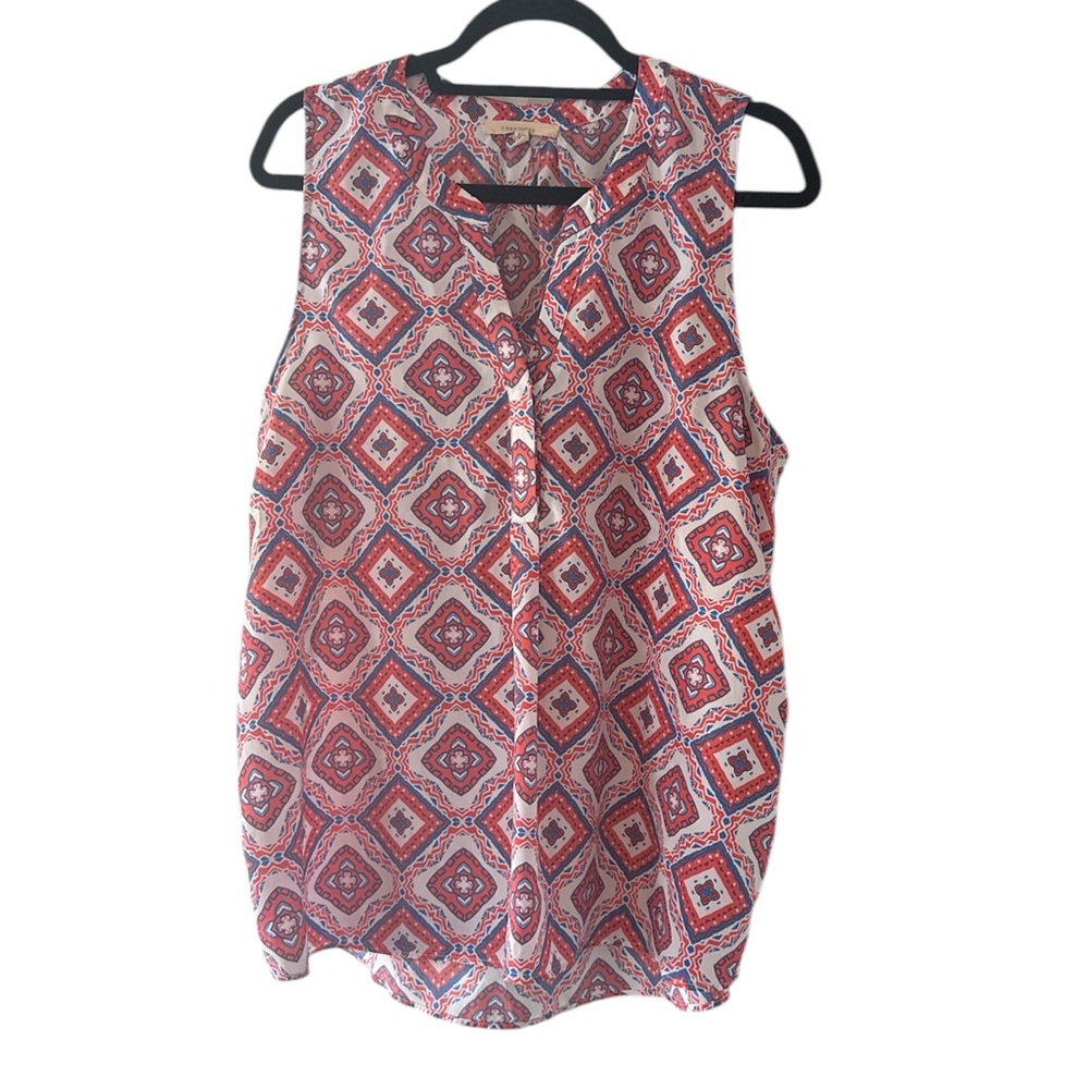 41 Hawthorne Red Geometric Sleeveless Top size XL